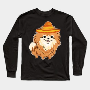 Cute dog pomeranian mexico cinco de mayo Long Sleeve T-Shirt